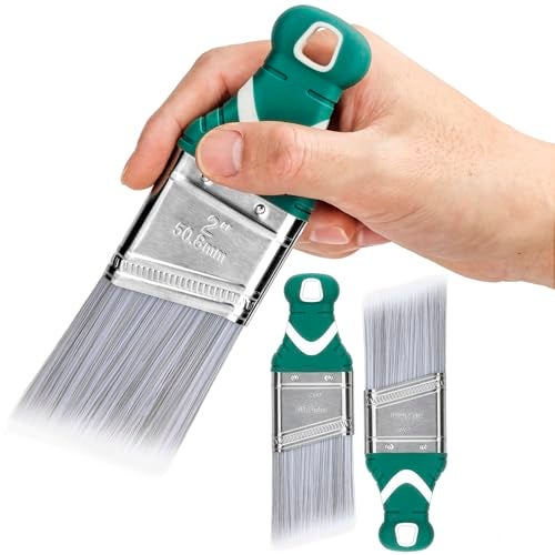 PinStone 3 Pack 2 Inch Angled Paint Brush Set, Synthetic Bristles, Easy Grip Rubber Short Handle, Smooth Finishes Paint Brushes for Painting Walls, Cabinets, Sash, Edge, Corner, Cut in, Trim, Touch up - Image 1