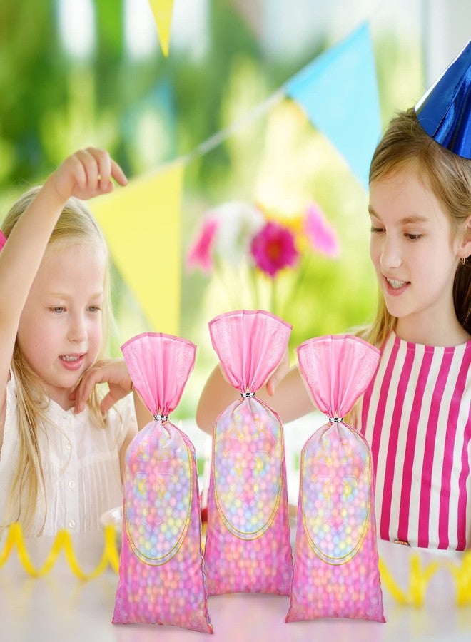 HOTOP 100 Pcs Baptism Cellophane Bags Christian Gift Treat Bag Religious Goodie Candy with 150 Ties First Communion Party Supplies Christening Confirmation Baby Shower Serves for Boy and Girl, Gold - Image 5
