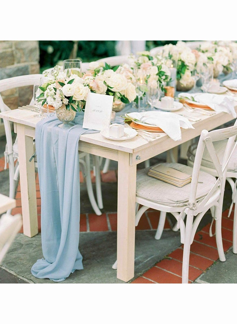 Zikra Baby Blue Chiffon Table Runner Boho Chiffon Table Runner Sheer for Romantic Wedding Decor Bridal and Baby Shower Birthday Rustic Party Decoration 29x120 Inch - Image 4