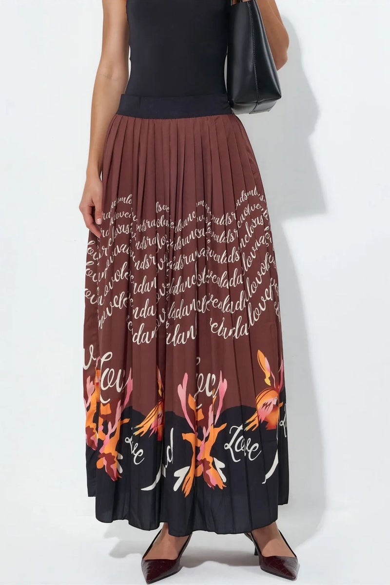 Jennyfer High-Waist Printed Midi Pleated Skirt - Image 1