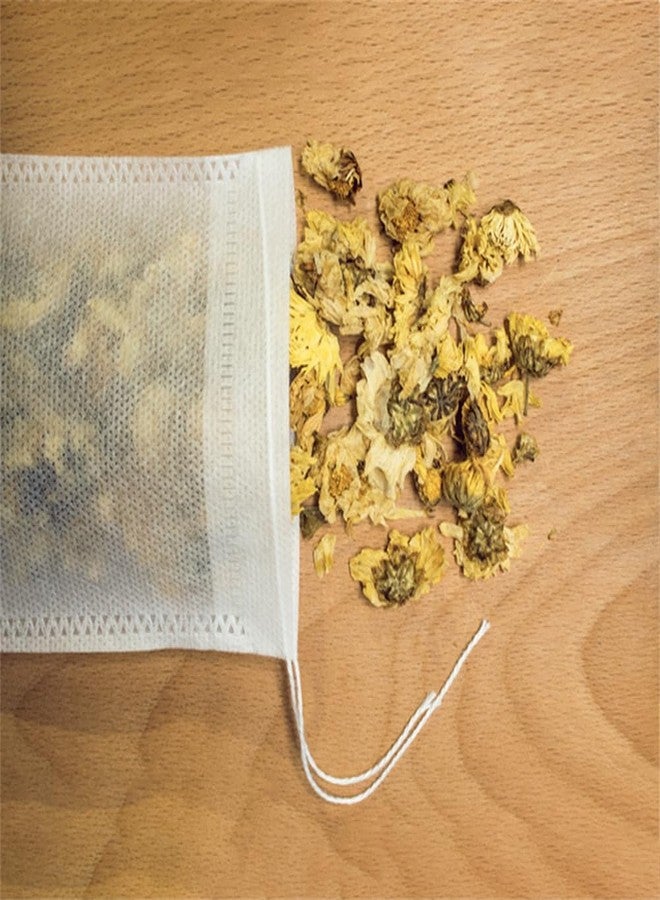 EYAKEG Tea Filter bags, safe and natural material, disposable tea infuser, empty tea bag with drawstring for loose leaf tea, set of 50（3.15 x 3.94 inch ） (White) - Image 3