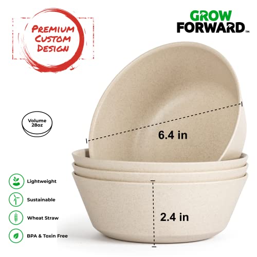 Grow Forward Premium Wheat Straw Plates and Bowls Sets - 8-Piece Wheat Straw Dinnerware Sets - Unbreakable & Reusable Microwave Safe Plastic Dinner Plates for Outdoors, RV, Camping Dishes - Sahara - Image 4