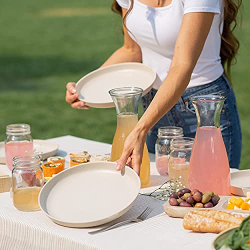 Grow Forward Premium Wheat Straw Plates and Bowls Sets - 8-Piece Wheat Straw Dinnerware Sets - Unbreakable & Reusable Microwave Safe Plastic Dinner Plates for Outdoors, RV, Camping Dishes - Sahara - Image 2