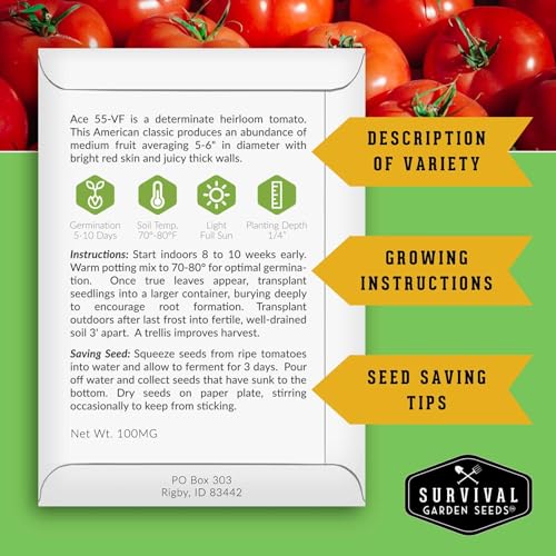 SURVIVAL GARDEN SEEDS Tomato Seeds 10 Variety Pack for Planting - Cherokee Purple, Roma, Cherry, Aunt Ruby's Green, Hillbilly, Mortgage Lifter, Brandywine & More - Non-GMO Heirloom Types- Survival Garden Seeds - Image 2