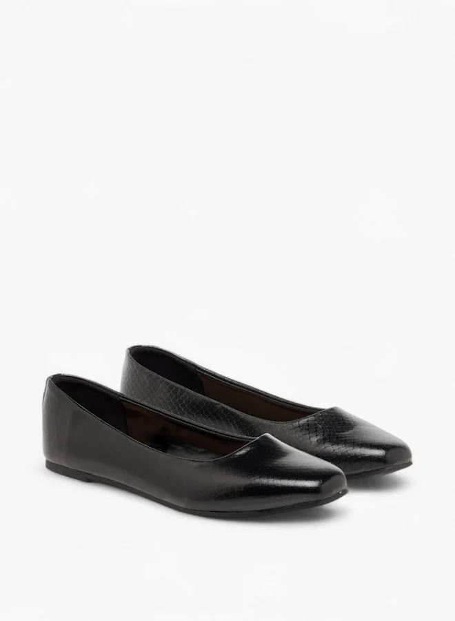 Flora Bella By Shoexpress Textured Slip-On Ballerina Shoes