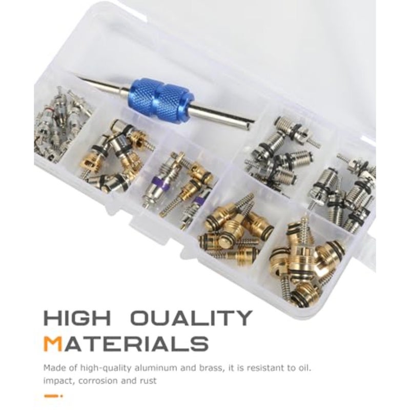 40PCS AC Schrader Valve Kit, AC Valve Core Kit, Car Accessories AC Valve Core Removal Tool, Schrader Valve Removal Tool, A/C R134a Schrader Valve Core Repair Kit for Cars Air Conditioning Repair - Image 4