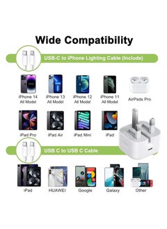 GUDOO Apple Certified PD Fast Charger for iPhone 20W PD USB-C Power Adapter with 1M USB-C to Lightning Cable, Apple Fast Charger Combo Compatible with iPhone 14 13 12 11 Pro Mini XS XR  - Image 3