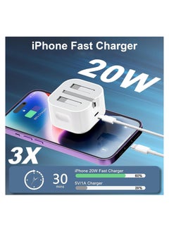 GUDOO Apple Certified PD Fast Charger for iPhone 20W PD USB-C Power Adapter with 1M USB-C to Lightning Cable, Apple Fast Charger Combo Compatible with iPhone 14 13 12 11 Pro Mini XS XR  - Image 4