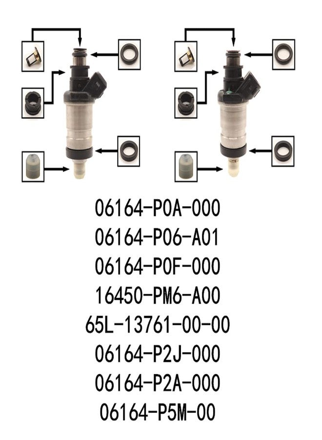 Haneex 6Set Fuel Injector Repair Kits for Honda Accord 2.7L Accord Civic CR-V Acura Integra RL TL C27A4 06164-P0A-000 13500883-101 06164-P2J-000 842-12192 - Image 2