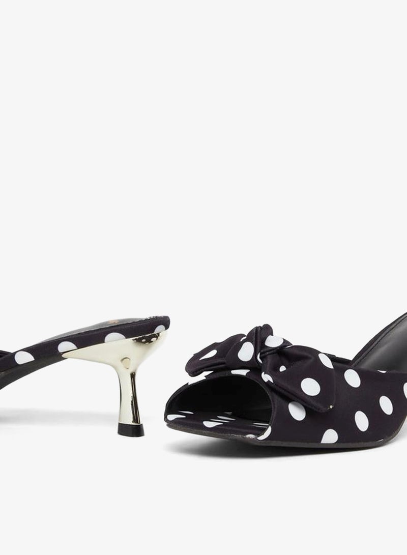 Styli Women Black Polka Dot Kitten Heel Sandals - Image 3