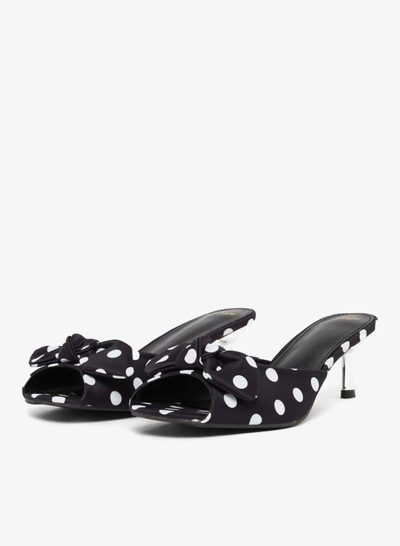 Styli Women Black Polka Dot Kitten Heel Sandals - Image 2