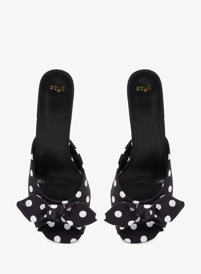 Styli Women Black Polka Dot Kitten Heel Sandals - Image 5