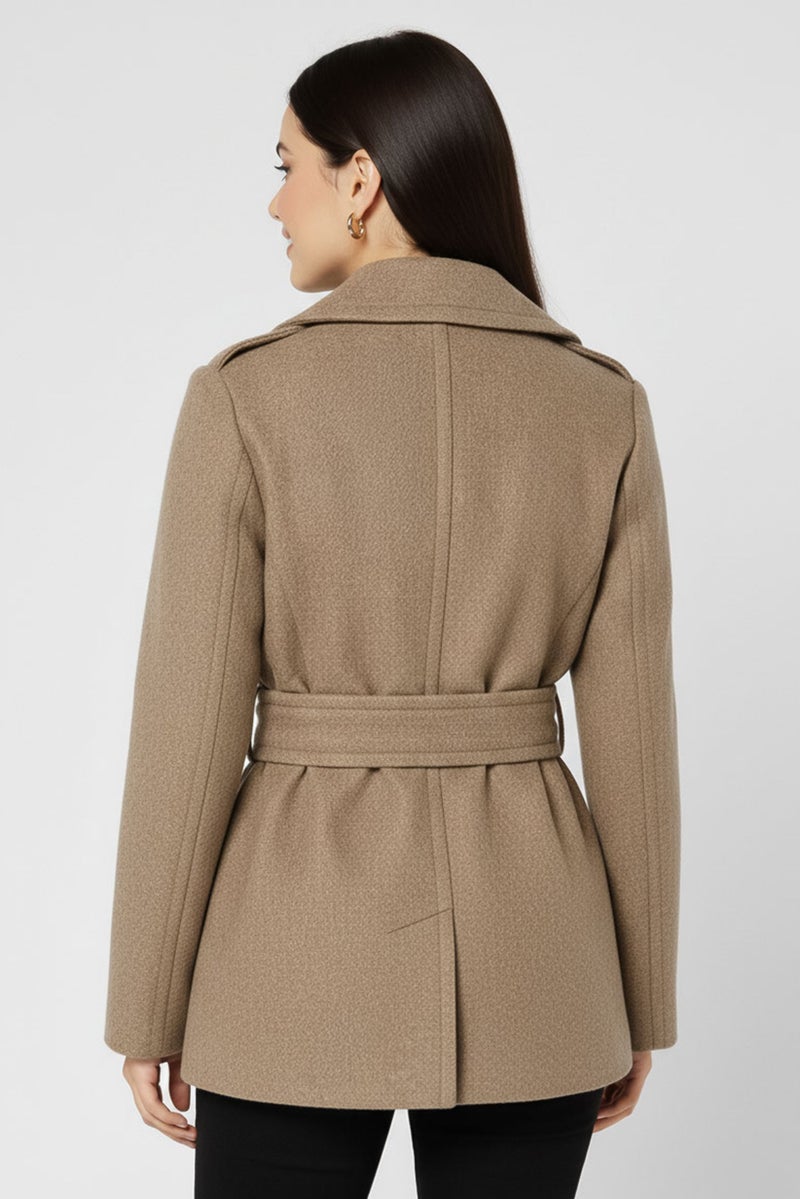 STELLA MCCARTNEY Women Textured  Trench Coat, Taupe - Image 4