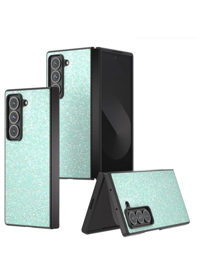 Zaboon For Samsung Galaxy Z Fold Special Black Frame Colorful Glitter Phone Case(Light Green) 