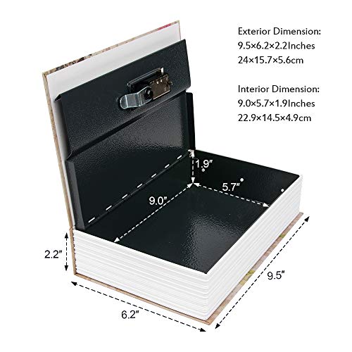 KYODOLED صندوق أمان كتاب KYODOLED مع قفل تركيبي، صندوق إخفاء المال، صندوق قفل معدني سري مخفي، صندوق جمع، 9.5" × 6.2" × 2.2"، فرنسا - Image 2