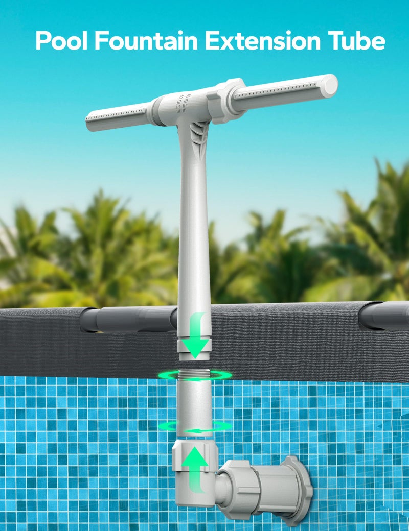 POOLHACKER Fountain Extension Tube - Dual Spray Water Fountains for Above Ground/Inground Pools, 2-in-1 Adjustable Waterfall Pool Sprinkler Fountain for Cooling & Relaxation, 3-Inch Height - Image 3