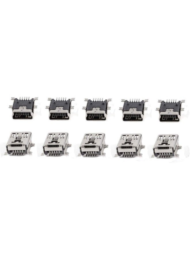 bnafes QMseller 10 Pcs Mini USB Type B Female Port 5-Pin 180 Degree SMD SMT PCB Jack Socket - Image 1