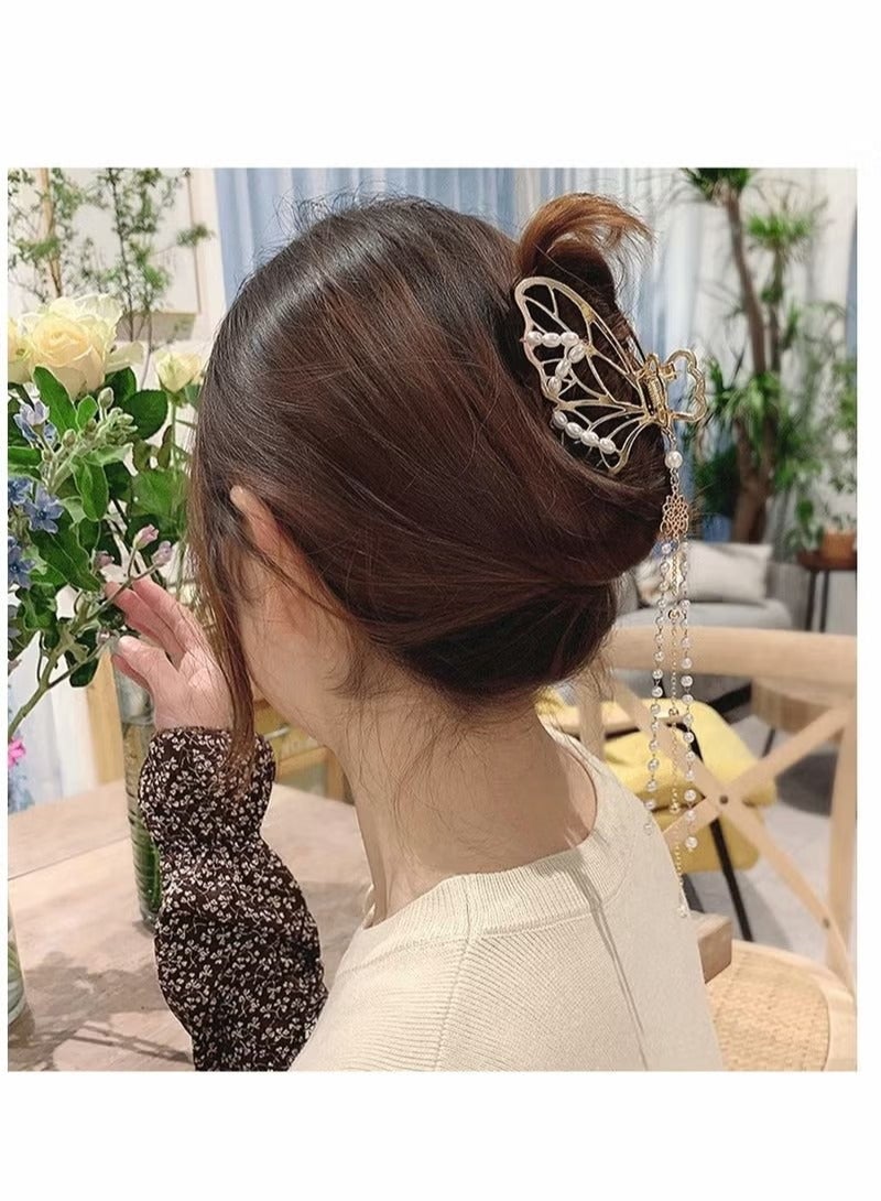 Hair Clips, Butterfly Clips, Metal Hair Claw Clip, Fashion Nonslip Hair Clamps, Tassel Hair Catch Clip, Barrettes Hair Accessories, for Styling Thick Hair Thin Hair, for Women and Girls as Gift 1PCS - Image 4