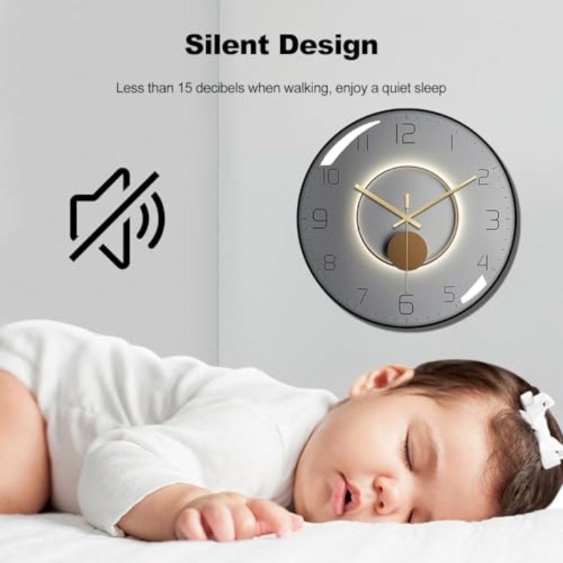 Modern Wall Clock Silent Non-Ticking Battery Operated Large Wall Clock for Bedroom Living Room Office Classroom Decor Easy to Hang Durable Home and Office Clock Gold Frame-b - Image 4