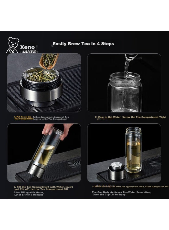 Heenoor Double-Layer Glass Tea Cup Men'S Tea Water Separation Cup High-End Tea Brewing Cup Car-Mounted Water Cup Xn-9339 Original Color 340Ml - Image 3