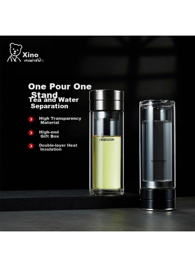Heenoor Double-Layer Glass Tea Cup Men'S Tea Water Separation Cup High-End Tea Brewing Cup Car-Mounted Water Cup Xn-9339 Original Color 340Ml - Image 1