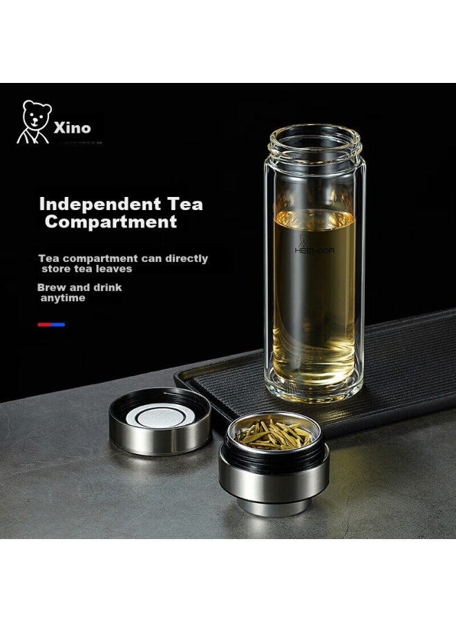 Heenoor Double-Layer Glass Tea Cup Men'S Tea Water Separation Cup High-End Tea Brewing Cup Car-Mounted Water Cup Xn-9339 Original Color 340Ml - Image 2