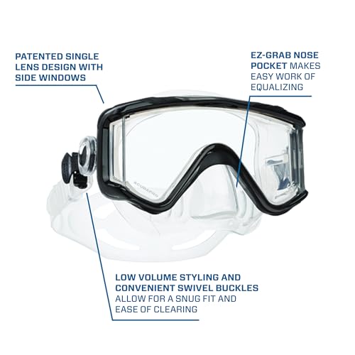 SCUBAPRO Crystal Vu Plus Scuba Mask Without Purge Valve, with Ultra Clear Tri Lens for Diving, Black/Gray - Image 3