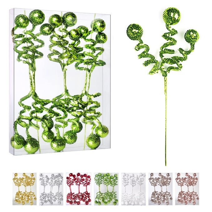 6PC SET GREEN CHRISTMAS TREE DECORATION SEQUINS BALL CURLY PICK CHRISTMAS TREE DECORATIONS CHRISTMAS TREE TOPPER STAR HOME OFFICE PERFECT PARTY DECORATIONS GIFTS