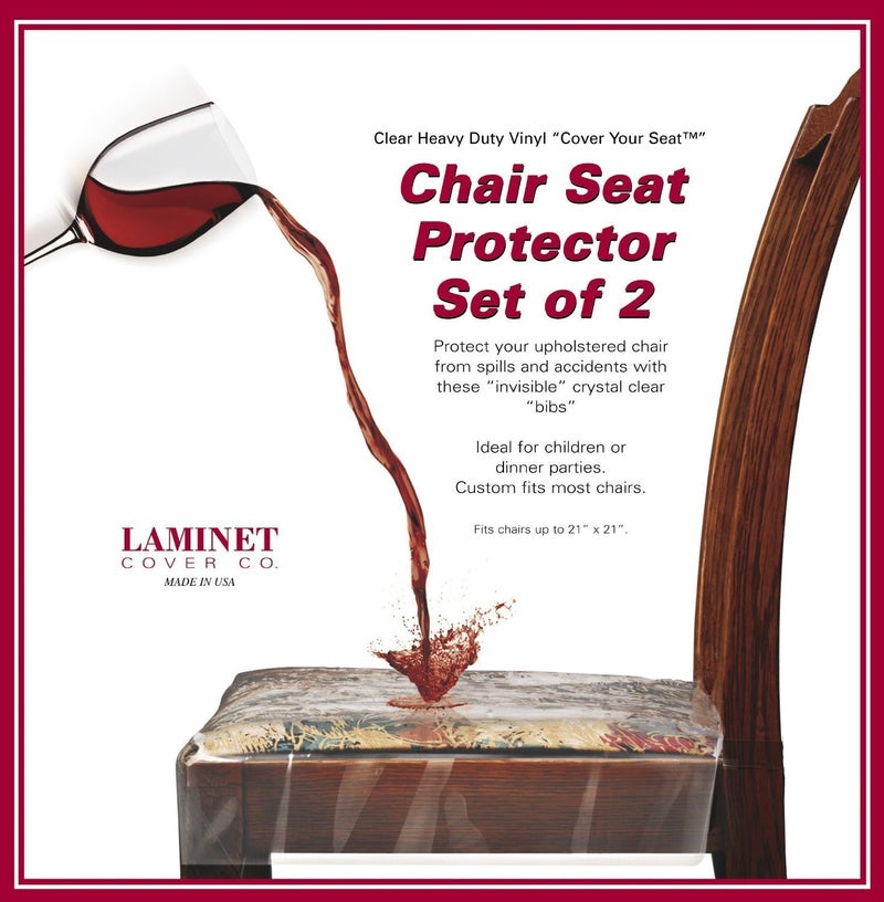 LAMINET Vinyl Chair Protectors Clear 26X2534Inch Fits Chairs up to 21x21Inch Set of 2