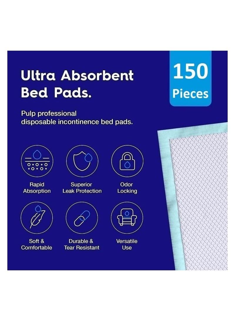 Cherry Medical Supply 150-Pieces Packed in 15 Pouches 60 cm x 90 cm XL Disposable Underpads, Incontinence Pads, Chux, Bed Covers, Puppy Training, Super Absorbent Protection for Kids Adults Elderly  - Image 2