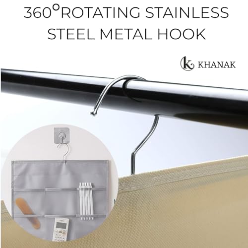 KHANAK 30 Pockets Double Sided Clear Hanging Bag Underwear Bra Socks Hanger Storage Organizer Wall Hanging Closet Shelves Storage Pockets (Grey) Premium Oxford Fabric - Image 5