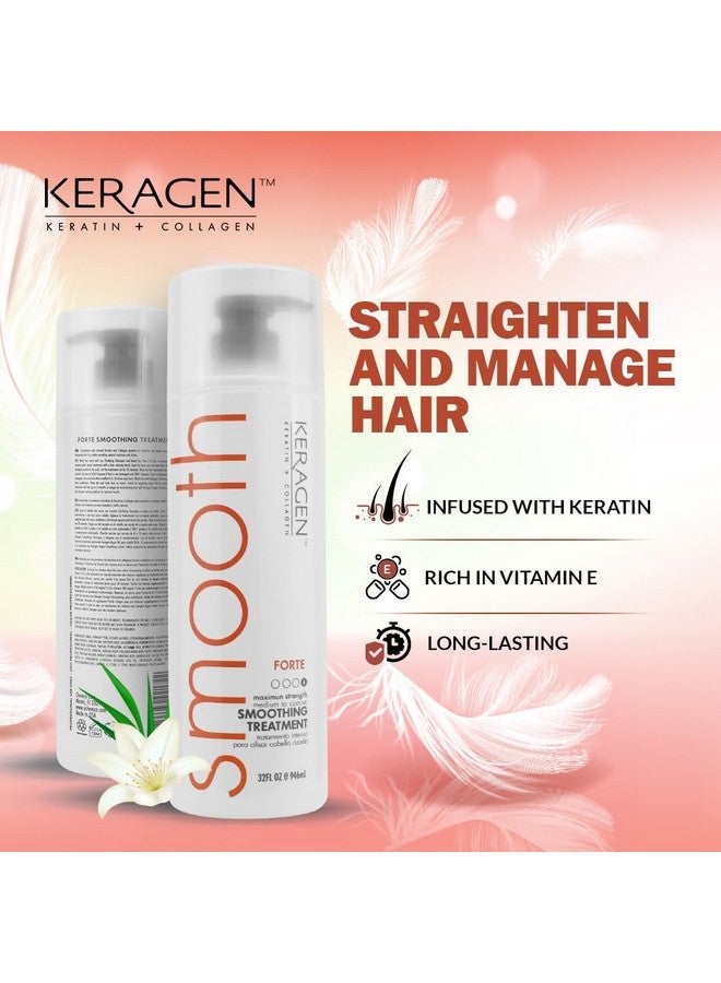 Keragen - Brazilian Smoothing Keratin Hair Treatment, Blowout Straightening System for Dry and Damaged Hair - Forte, Sulfate Free - Eliminates Curls and Frizz, Medium to Coarse Hair (32 Oz) - Image 4