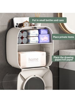 Hihonor Paper Towel Holder,Multifunctional Wall Mount Toilet Paper Holder,No Drilling Waterproof Tissue Box Cover with Roll Paper Tissue Paper,Hanging Toilet Paper Tissue for Bathroom Kitchen Living Room  - Image 3