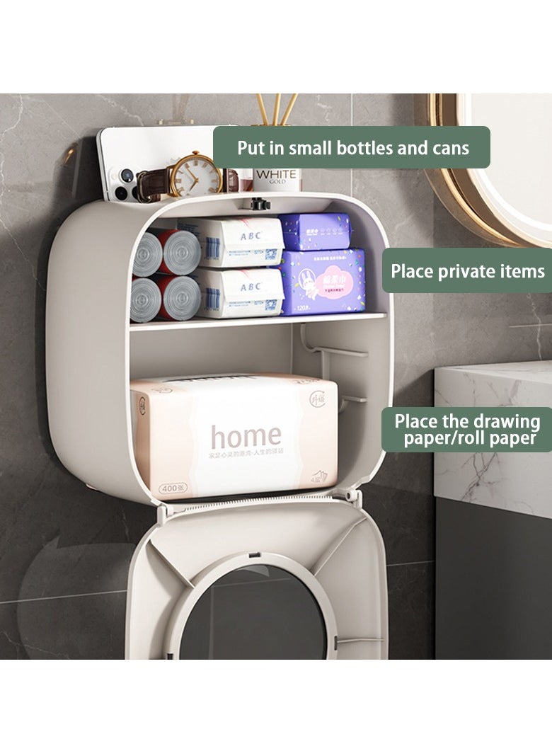 Hihonor - Paper Towel Holder,Multifunctional Wall Mount Toilet Paper Holder,No Drilling Waterproof Tissue Box Cover with Roll Paper Tissue Paper,Hanging Toilet Paper Tissue for Bathroom Kitchen Living Room - Image 1