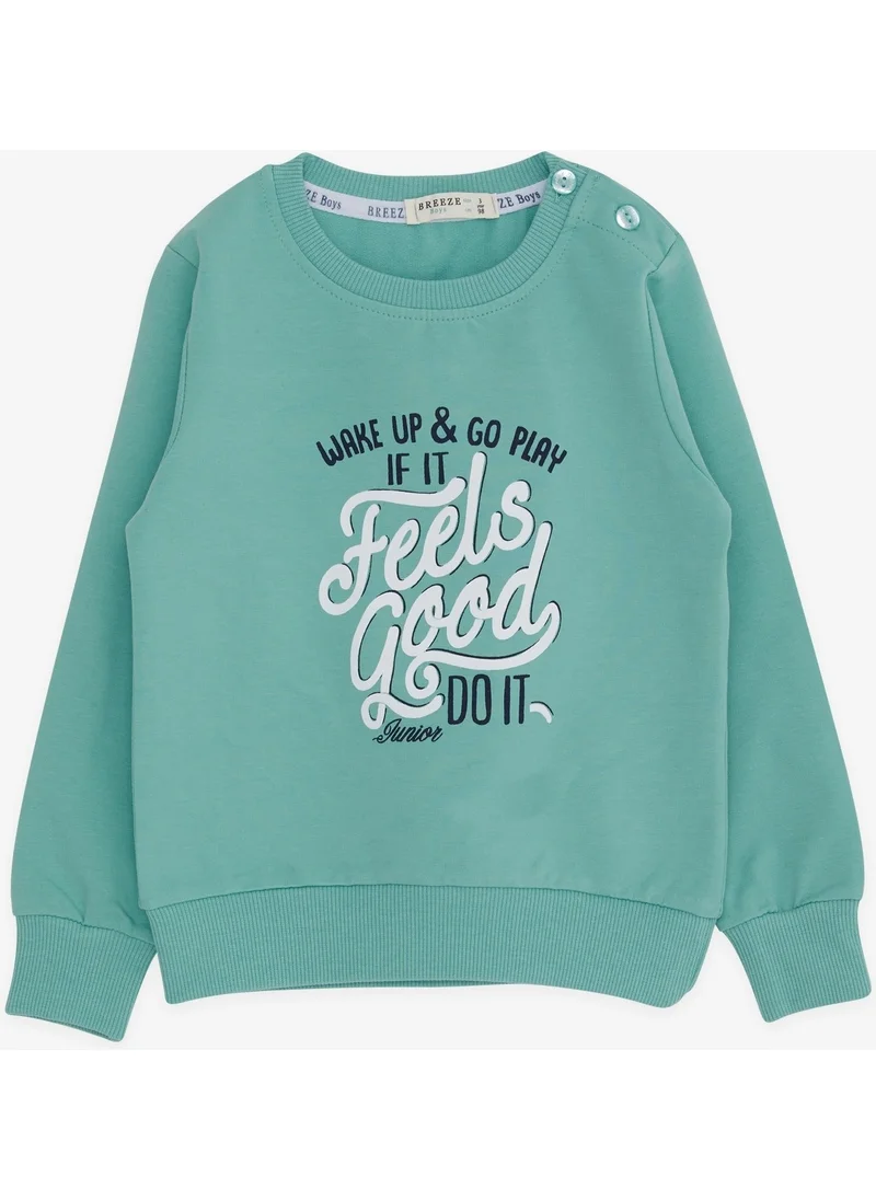 بريز Boy's Sweatshirt Text Printed, Age 2-6, Mint Green