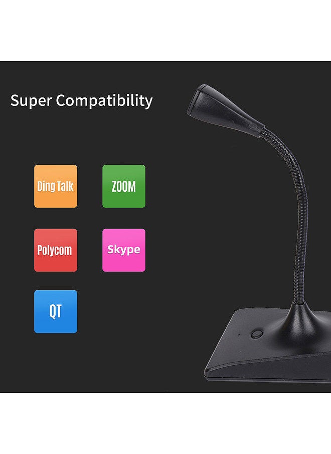 Generic - USB Conference Computer Microphone Desktop Wired 360°Omnidirectional Condense Mic Plug & Play Gooseneck for Computer PC Laptop Office Online Meeting Recording Games Video Music Singing Skype - Image 1