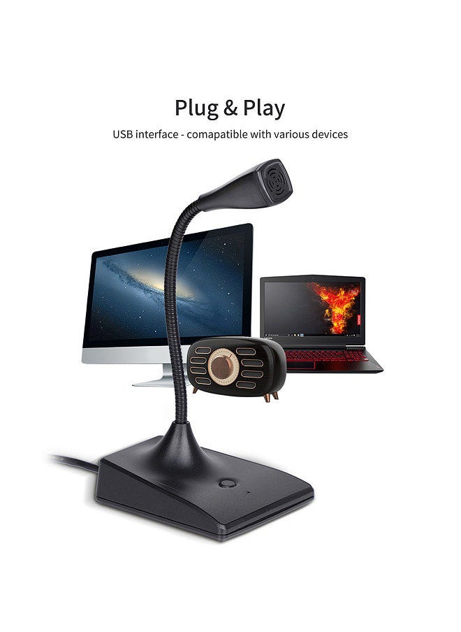Generic - USB Conference Computer Microphone Desktop Wired 360°Omnidirectional Condense Mic Plug & Play Gooseneck for Computer PC Laptop Office Online Meeting Recording Games Video Music Singing Skype - Image 1