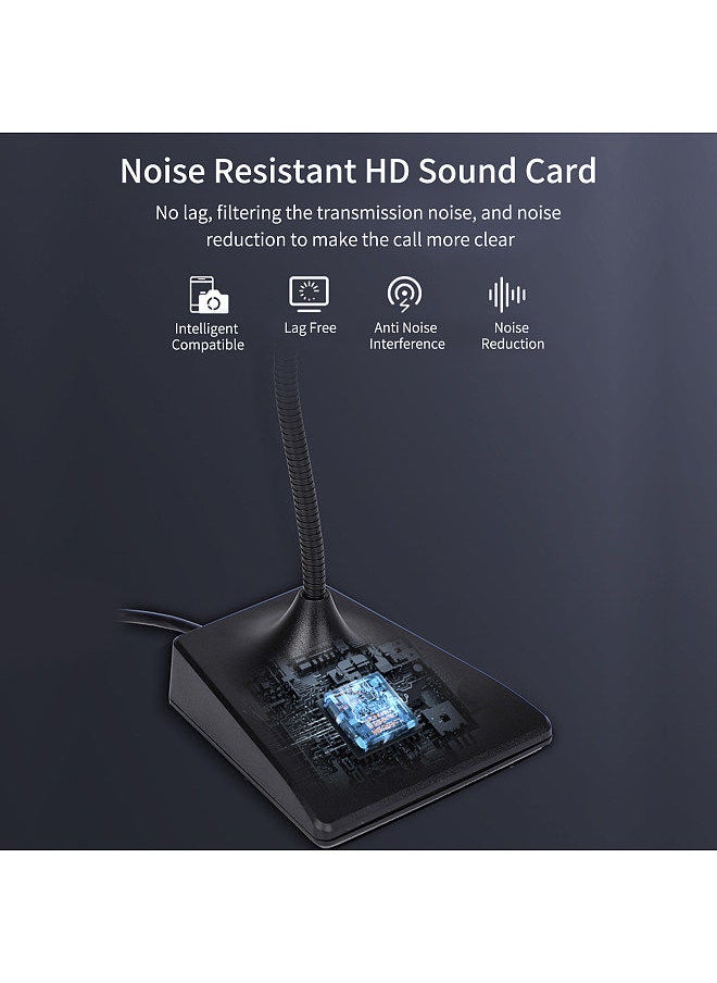 Generic - USB Conference Computer Microphone Desktop Wired 360°Omnidirectional Condense Mic Plug & Play Gooseneck for Computer PC Laptop Office Online Meeting Recording Games Video Music Singing Skype - Image 1