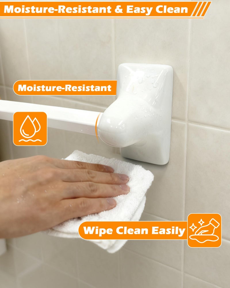IWIWE 2 Pcs White Ceramic & Porcelain Towel Bar Brackets - Vintage Retro Towel Rack Post Holder | Mid Century Modern Bathroom & Kitchen Accessory, Flat Back, Rod Not Included - Image 3
