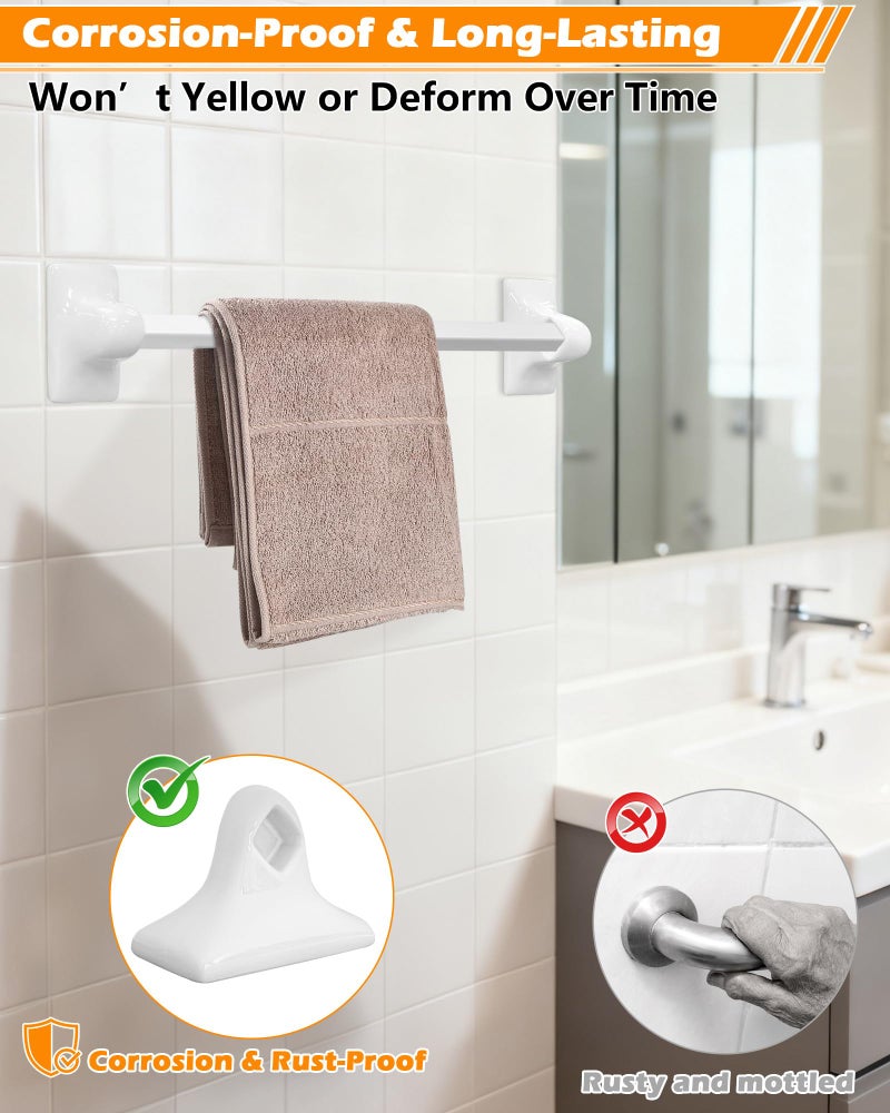 IWIWE 2 Pcs White Ceramic & Porcelain Towel Bar Brackets - Vintage Retro Towel Rack Post Holder | Mid Century Modern Bathroom & Kitchen Accessory, Flat Back, Rod Not Included - Image 4