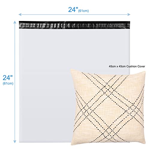 Metronic Poly Mailers 24×24 50 Pcs Large Shipping Bags for Clothes Plastic Mailers Strong Self Seal Adhesive Shipping Envelopes for Small Business Tear-resistant Mailer Bags Mailing Envelopes White - Image 2