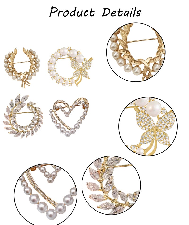 BdelrinQue 4 Pcs Brooch Pin for Women,Brooch,Brooch for Women,Fashion Accessories, Fashion Pins Suitable for Dresses, Jackets and Scarves, Perfect Gifts for Special Occasions - Image 3
