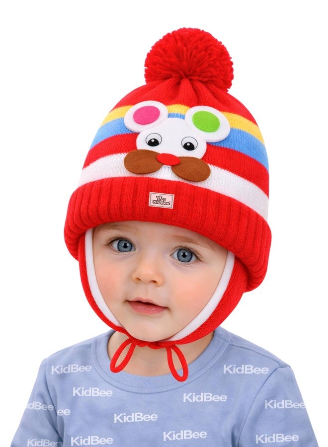 Kidbee New Born Baby Boys & Baby Girls Woolen Cap (Red, 0-6 Months) - Image 1