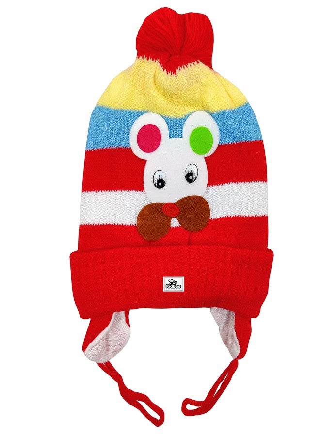 Kidbee New Born Baby Boys & Baby Girls Woolen Cap (Red, 0-6 Months) - Image 4