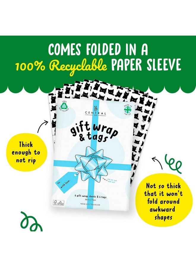 Central 23 Cat Wrapping Paper Black Cat Ecofriendly 6 Sheets Gift Wrap For Cat Mom Fur Parent Comes With Stickers - Image 4