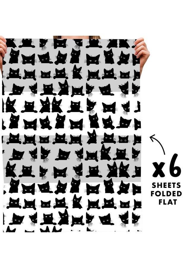 Central 23 Cat Wrapping Paper Black Cat Ecofriendly 6 Sheets Gift Wrap For Cat Mom Fur Parent Comes With Stickers - Image 5