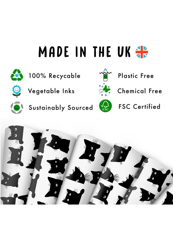 Central 23 Cat Wrapping Paper Black Cat Ecofriendly 6 Sheets Gift Wrap For Cat Mom Fur Parent Comes With Stickers - Image 3