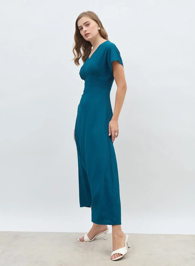 Styli Teal Empire Waist Dress
