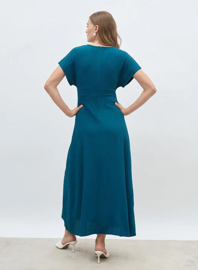 Styli Teal Empire Waist Dress