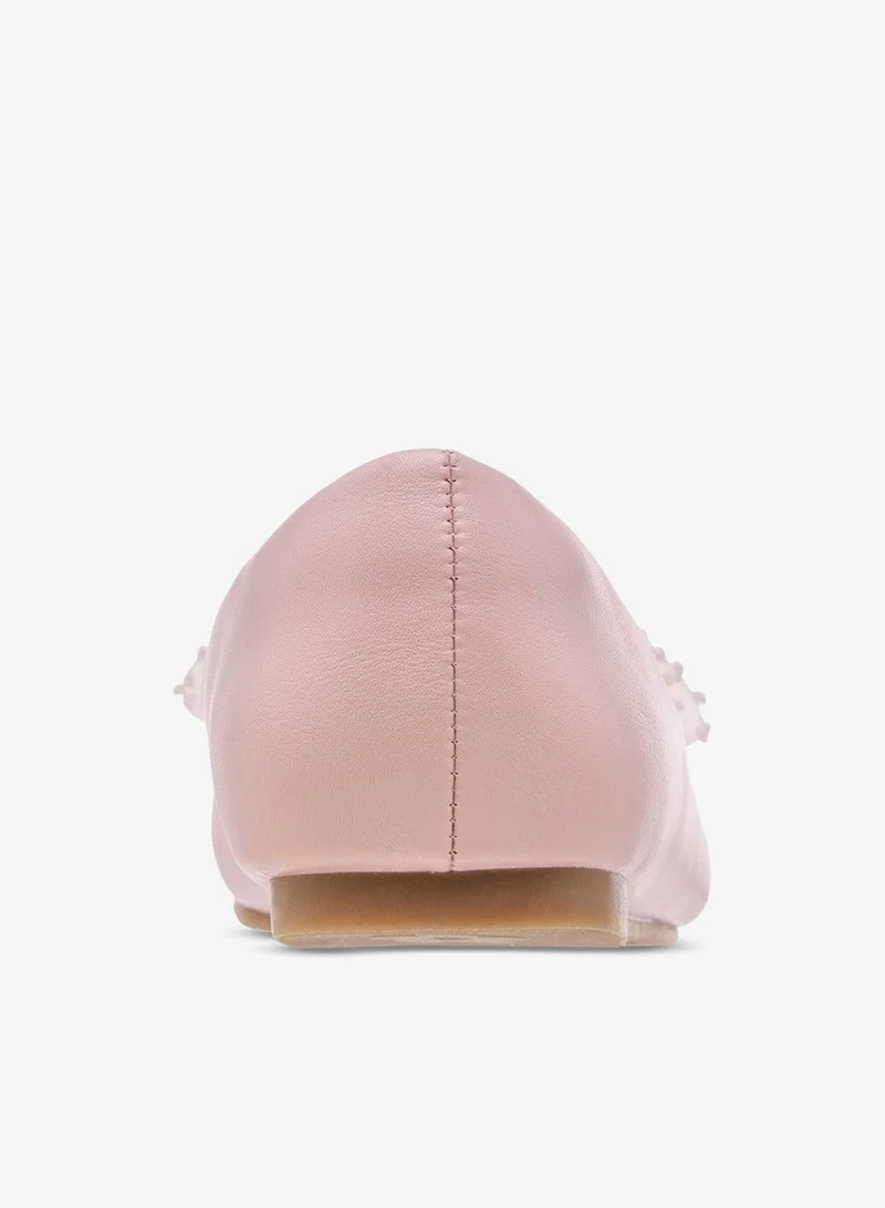 Little Missy PINK Pearl Embellished Ballerina Shoes with Flower Applique for Women | Best Price UAE